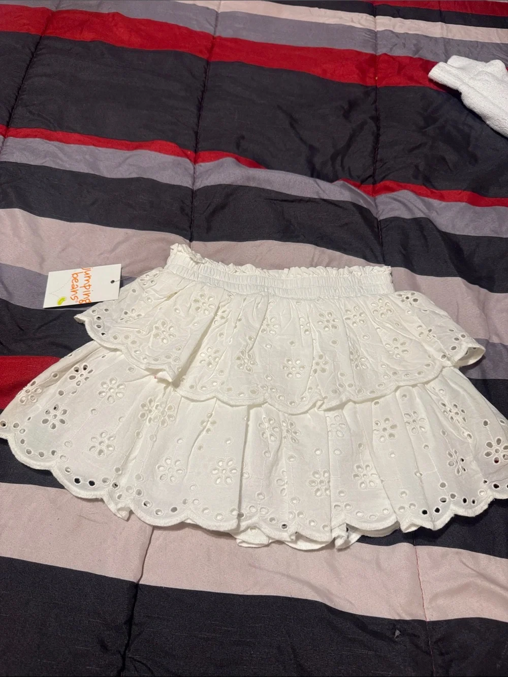 Little girls White Eyelet Tiered Mini Skirt